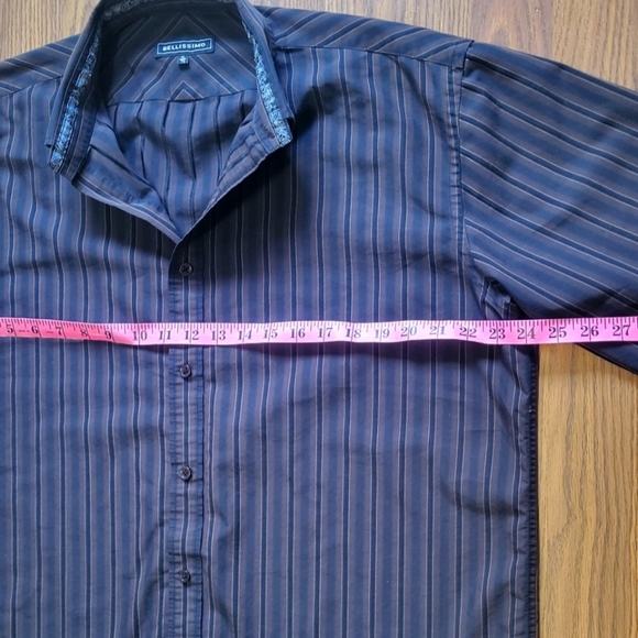 bellissimo Mens Long Sleeve Collard Stripped Dress Shirt Size XL - Picture 4 of 7
